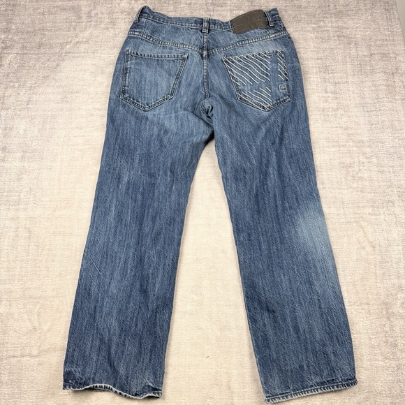 Vtg Roca Wear Jeans Men 36x30 Blue Denim Straight‎ Leg Y2K Embroidered Pocket - Picture 2 of 13
